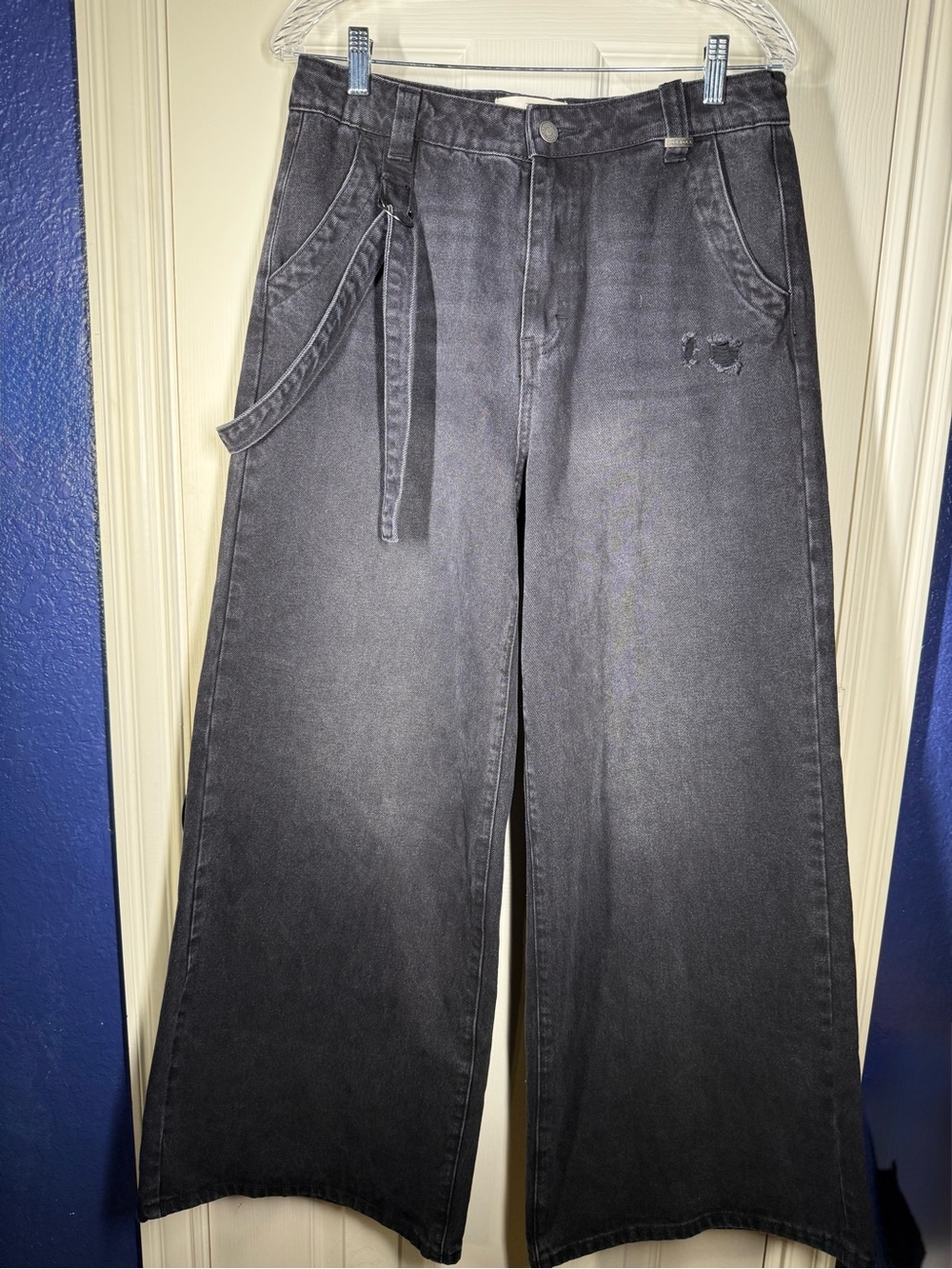 YoungLA “For Her” Black Wide-Leg Denim with Side Tie Detail 30 Waist
